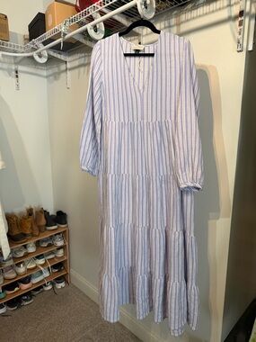 Universal Thread Lavender and White Striped Tiered Maxi Dress